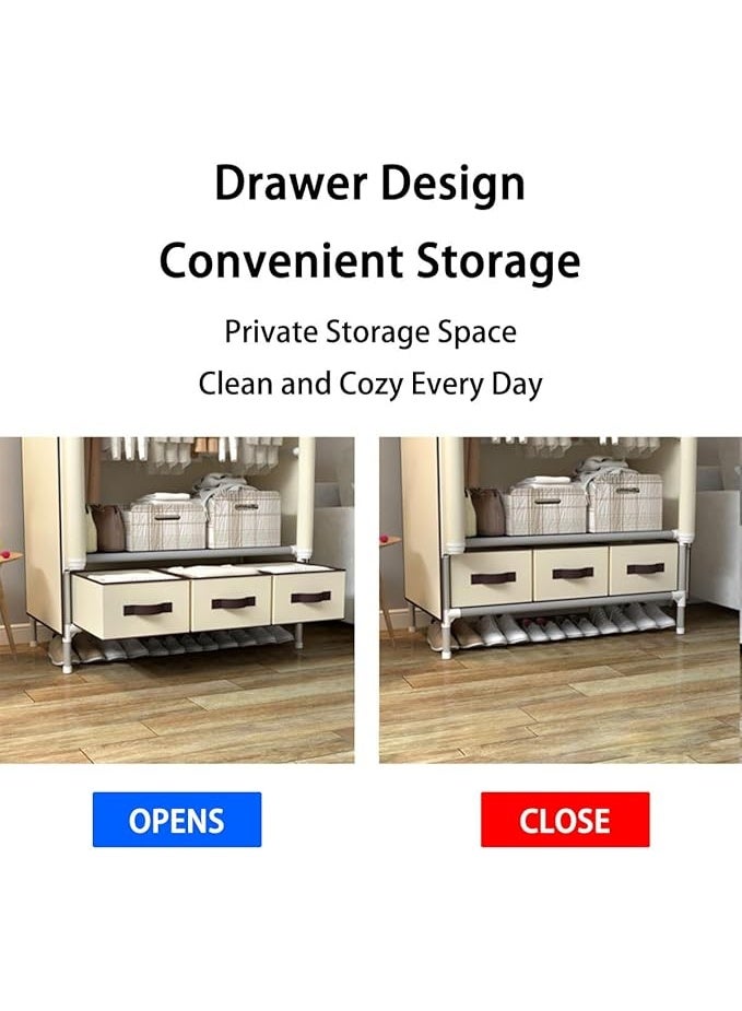 DUNISO Portable Wardrobe Closet Clothes Organizer,Large Capacity Non-Woven Wardrobe, Easy to Assemble,Durable and Sturdy, with Strong Load-Bearing Capacity,for Bags, Toys, Shoes, Living Room, Bedroom, Cloakroom,90*45*170CM - Image 5